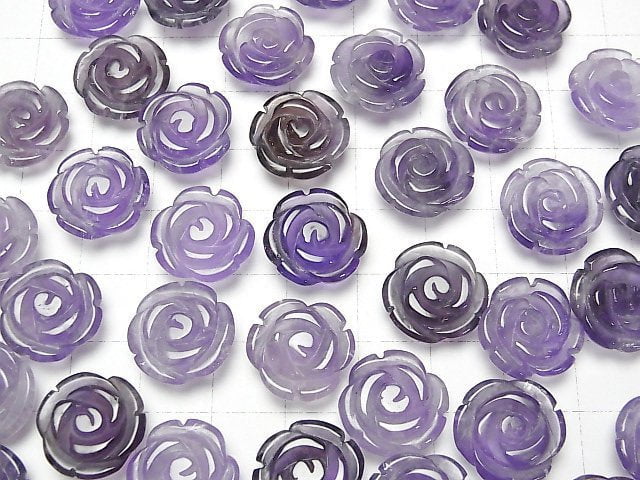 [Video] Amethyst AA Rose 15mm [Half Drilled Hole] 2pcs