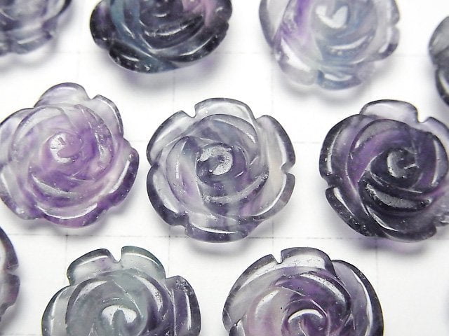 [Video] Multi color Fluorite AA++ Rose 15mm [Half Drilled Hole] 2pcs