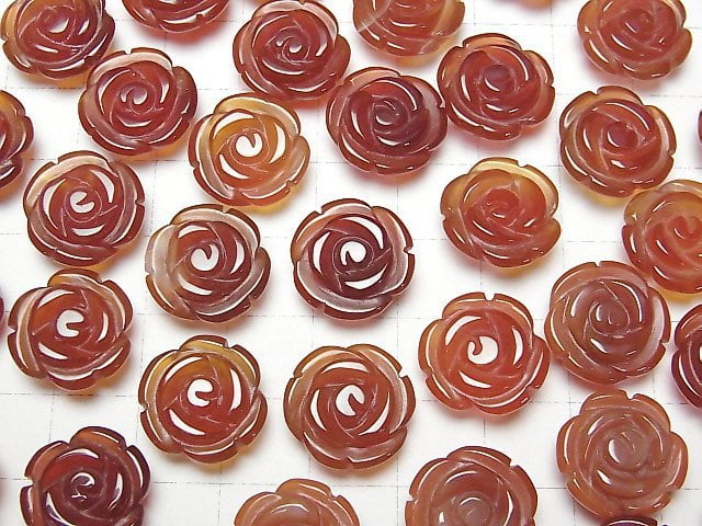 [Video] Red Agate AAA Rose 15mm [Half Drilled Hole] 2pcs