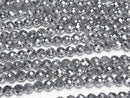 [Video]High Quality! Hematite 64Faceted Round 6mm Silver Coating 1strand beads (aprx.15inch/38cm)