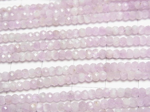 [Video]High Quality! Kunzite AA Faceted Button Rondelle 3x3x2mm 1strand beads (aprx.15inch/37cm)