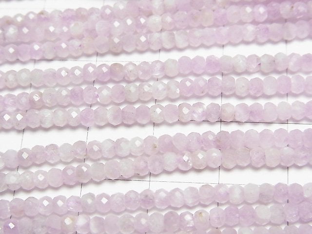 [Video]High Quality! Kunzite AA Faceted Button Roundel 3x3x2mm 1strand beads (aprx.15inch/37cm)