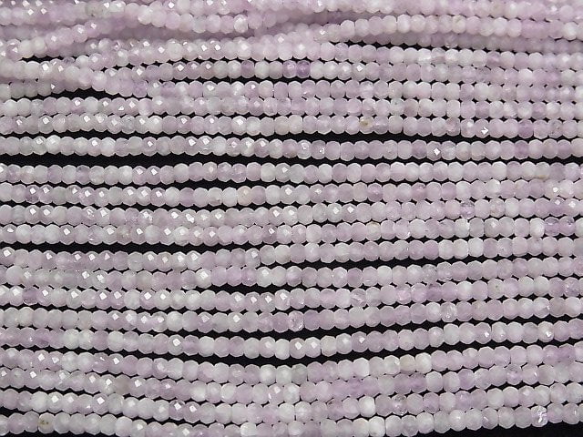 [Video]High Quality! Kunzite AA Faceted Button Roundel 3x3x2mm 1strand beads (aprx.15inch/37cm)