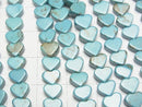 [Video]Magnesite Turquoise Vertical Hole Heart 5x6.5x3mm 1strand beads (aprx.15inch/38cm)