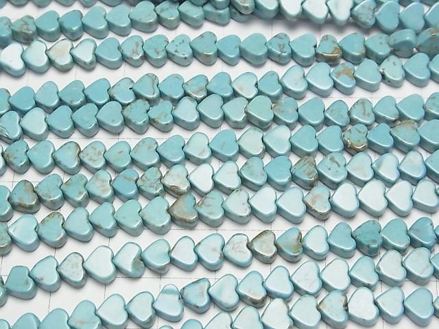 [Video] Magnesite Turquoise Vertical Hole Heart 5x6.5x3mm 1-strand beads (approx. 15inch/38cm)