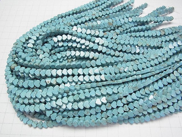 [Video]Magnesite Turquoise Vertical Hole Heart 5x6.5x3mm 1strand beads (aprx.15inch/38cm)