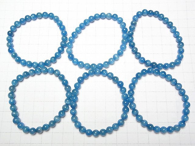 [Video] Madagascar Blue Apatite Cat's Eye AA++ Round 6mm Bracelet