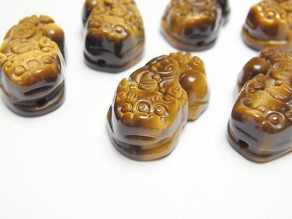 [Video] Yellow Tiger's Eye AAA- Pixiu Carving 27x15x11mm 1pair