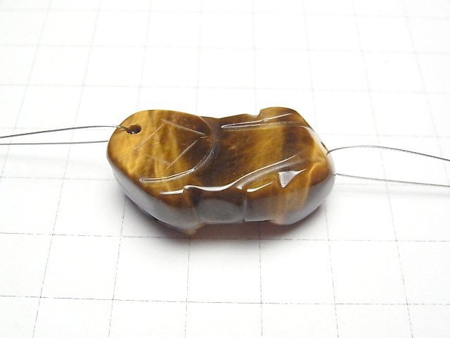 [Video] Yellow Tiger's Eye AAA- Pixiu Carving 32x18x11mm 1pair