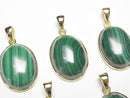 [Video] Malachite AAA Oval Pendant 20x16mm 18KGP 1pc