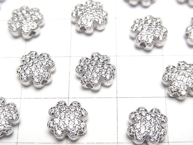 Silver925 Clover motif (with CZ) 8x8x4mm 1pc