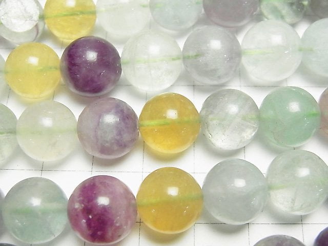 [Video] Multi color Fluorite AA Round 12mm 1strand beads (aprx.15inch/36cm)