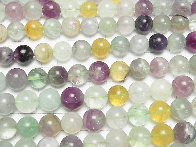 [Video] Multi color Fluorite AA Round 12mm 1strand beads (aprx.15inch/36cm)