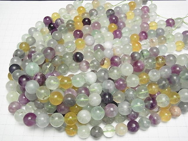 [Video] Multi color Fluorite AA Round 12mm 1strand beads (aprx.15inch/36cm)