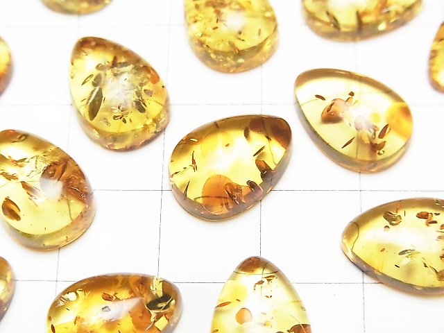 [Video] Baltic Amber Pear shape Cabochon 14x10mm 1pc