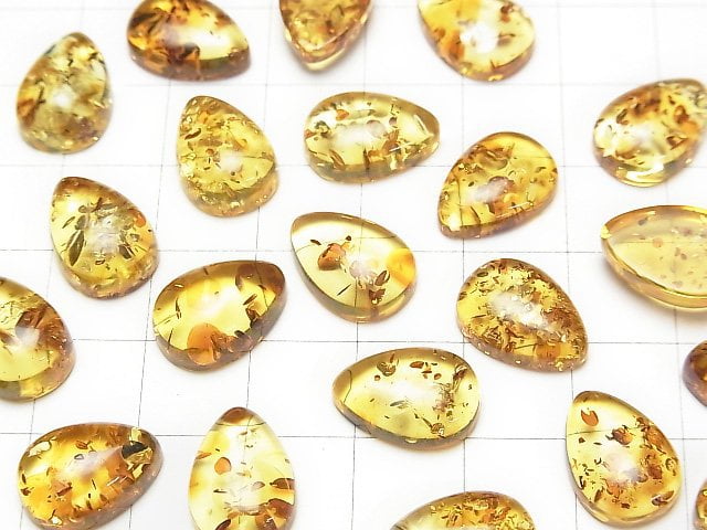 [Video] Baltic Amber Pear shape Cabochon 14x10mm 1pc