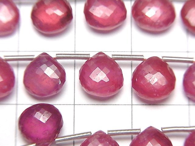 [Video] MicroCut High Quality Ruby AAA- Chestnut Faceted Briolette 1strand (8pcs )