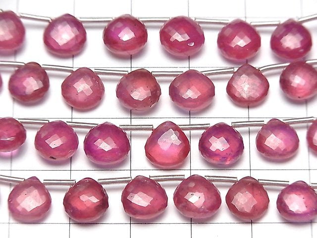 [Video] MicroCut High Quality Ruby AAA- Chestnut Faceted Briolette 1strand (8pcs )