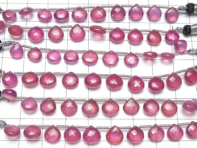 [Video] MicroCut High Quality Ruby AAA- Chestnut Faceted Briolette 1strand (8pcs )