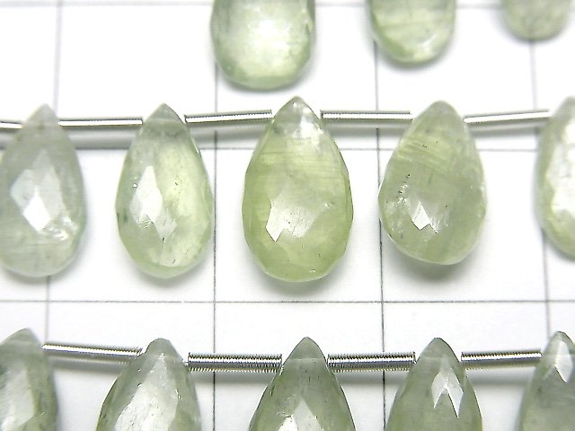 [Video] MicroCut High Quality Green Kyanite AAA- Pear shape Faceted Briolette 1strand (8pcs )