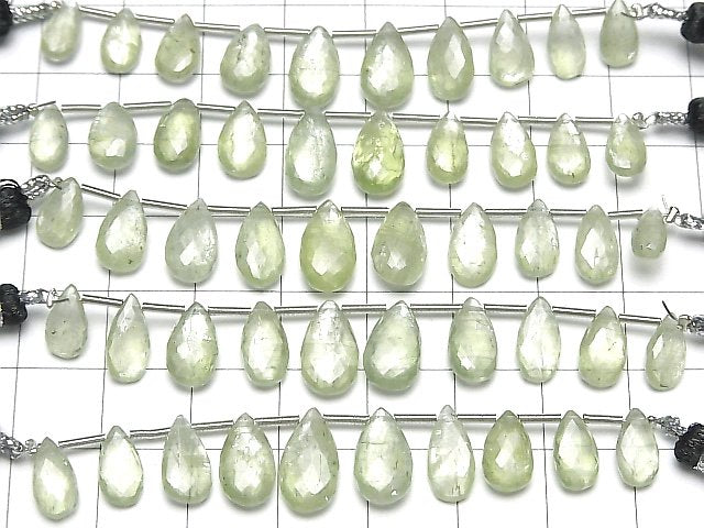 [Video] MicroCut High Quality Green Kyanite AAA- Pear shape Faceted Briolette 1strand (8pcs )