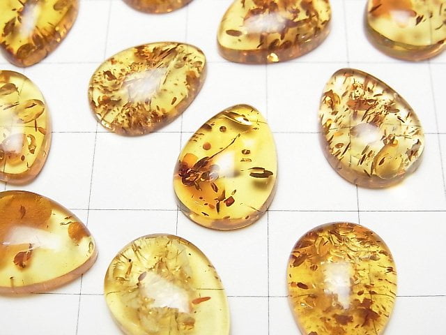 [Video] Baltic Amber Pear shape Cabochon 16x12mm 1pc