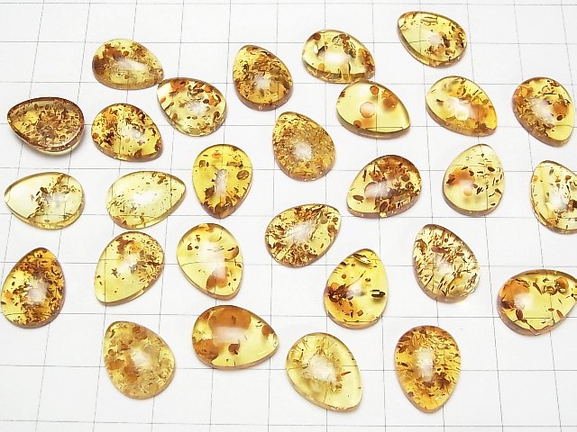 [Video] Baltic Amber Pear shape Cabochon 16x12mm 1pc