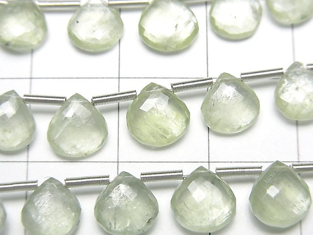[Video] MicroCut High Quality Green Kyanite AAA- Chestnut Faceted Briolette 1strand (8pcs)