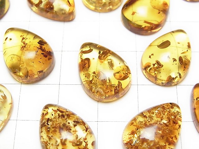 [Video] Baltic Amber Pear shape Cabochon 18x13mm 1pc