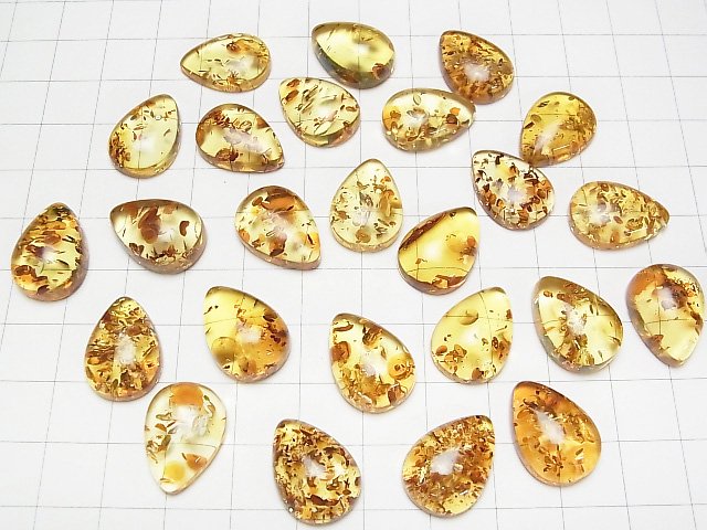 [Video] Baltic Amber Pear shape Cabochon 18x13mm 1pc