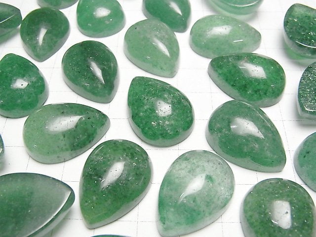 [Video] Green Aventurine Pear shape Cabochon 25x18mm 1pc