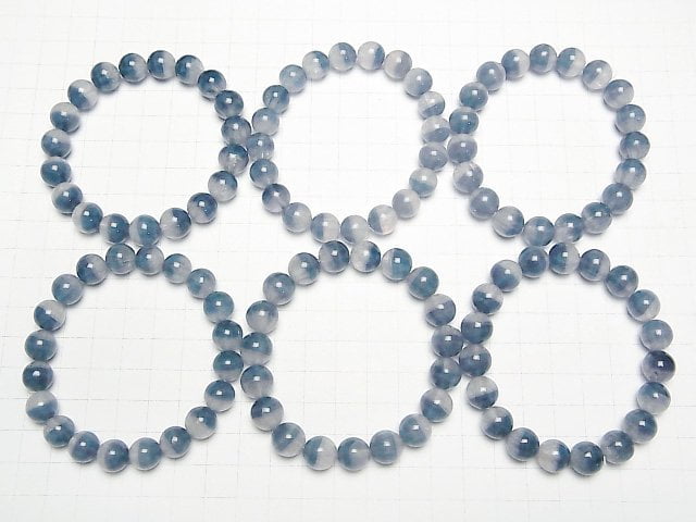 [Video] Bi-color Fluorite AAA- Round 10mm [Blue x Clear] Bracelet