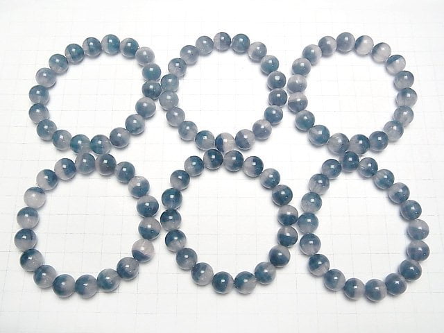 [Video] Bi-color Fluorite AAA- Round 11mm [Blue x Clear] Bracelet