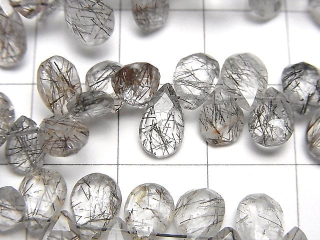 [Video]High Quality Tourmaline Quartz AA++ Pear shape Faceted Briolette 1strand beads (aprx.8inch/20cm)