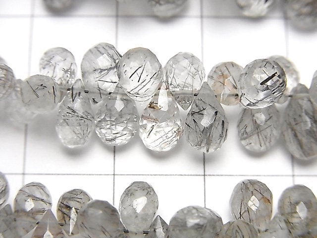 [Video]High Quality Tourmaline Quartz AA++ Drop Faceted Briolette 1strand beads (aprx.7inch/18cm)