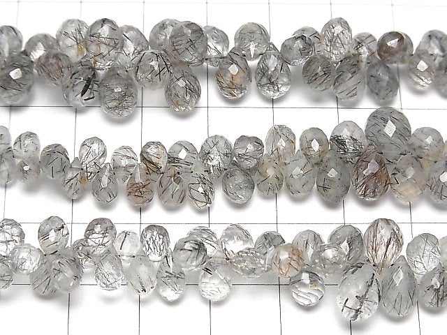 [Video]High Quality Tourmaline Quartz AA++ Drop Faceted Briolette 1strand beads (aprx.7inch/18cm)