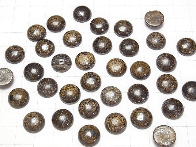 [Video] Bronzite Round Cabochon 12x12mm 2pcs