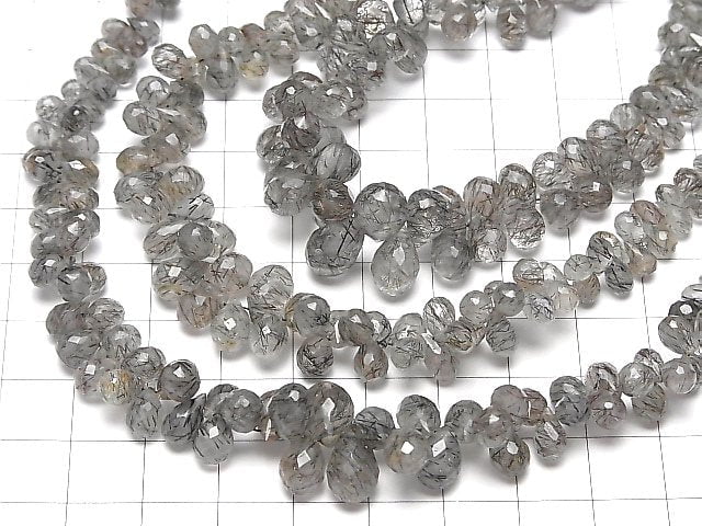 [Video]High Quality Tourmaline Quartz AA++ Drop Faceted Briolette 1strand beads (aprx.7inch/18cm)