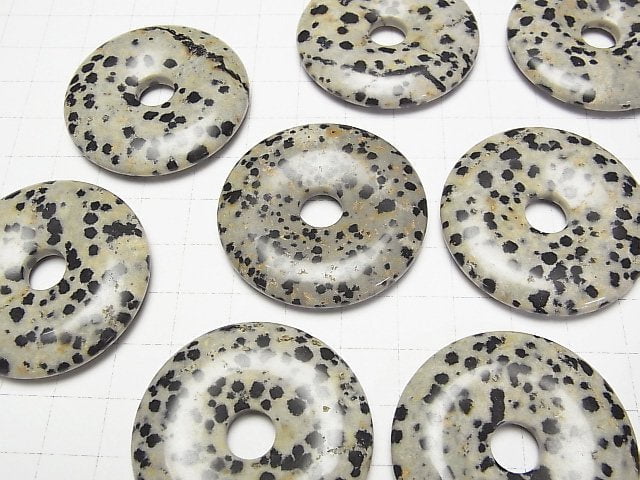 [Video] Dalmatian Jasper Coin (Donut) 40x40mm 1pc