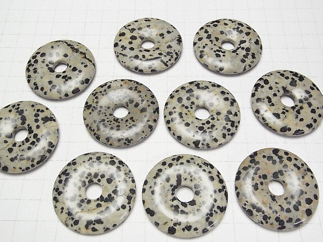 [Video] Dalmatian Jasper Coin (Donut) 40x40mm 1pc