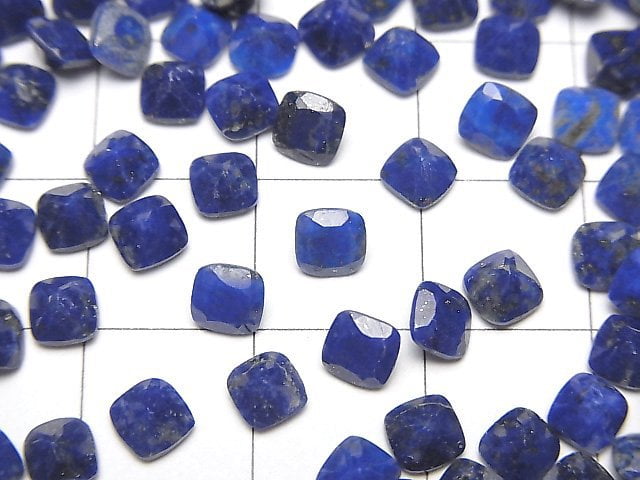 [Video]Lapislazuli AA++ Loose stone Square Faceted 4x4mm 10pcs