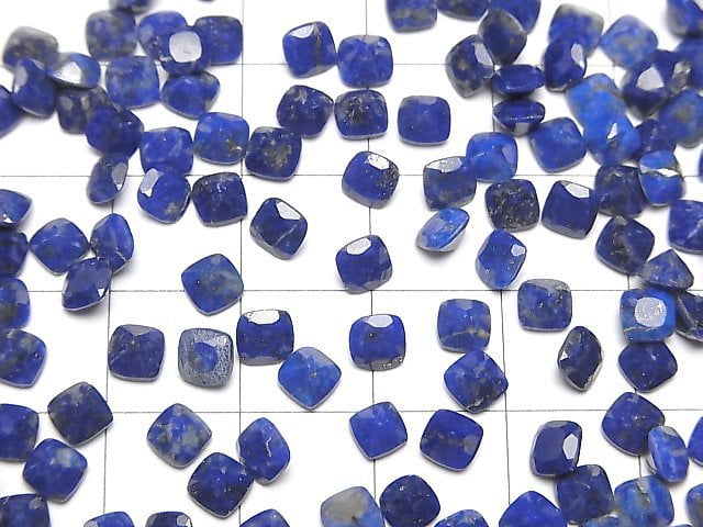 [Video]Lapislazuli AA++ Loose stone Square Faceted 4x4mm 10pcs