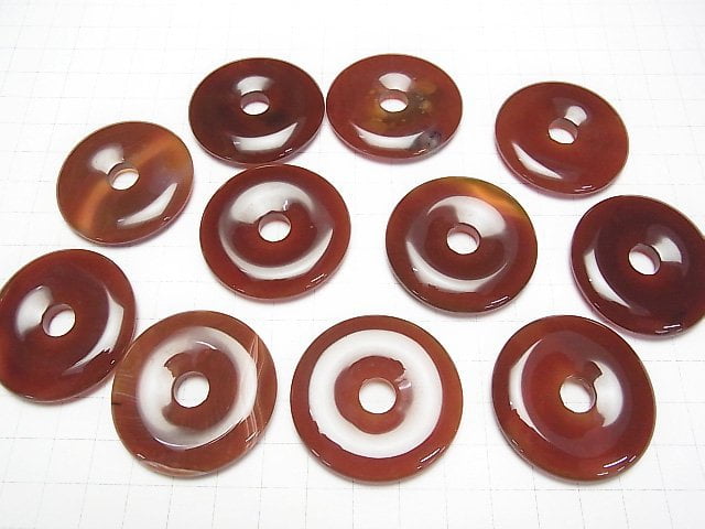 [Video] Red Agate Coin (Donut) 40x40mm 1pc