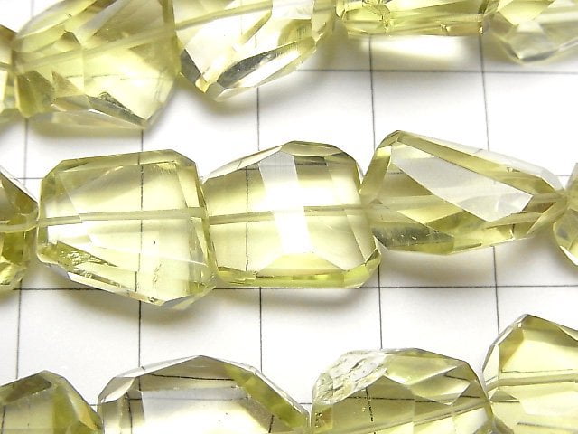 [Video]High Quality Lemon Quartz AA++ Faceted Nugget 1strand beads (aprx.7inch/18cm)