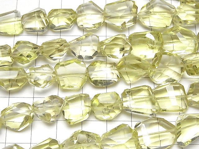 [Video]High Quality Lemon Quartz AA++ Faceted Nugget 1strand beads (aprx.7inch/18cm)