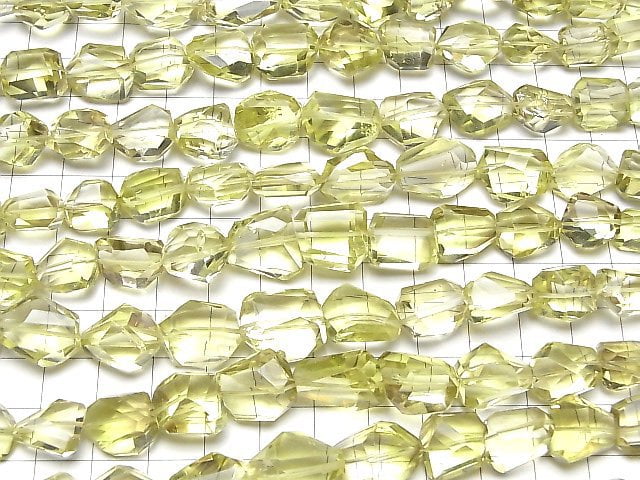 [Video]High Quality Lemon Quartz AA++ Faceted Nugget 1strand beads (aprx.7inch/18cm)