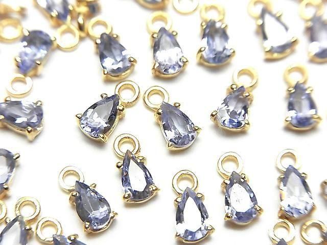 [Video]High Quality Tanzanite AAA Bezel Setting Pear shape Faceted 5x3.5mm 18KGP 1pc