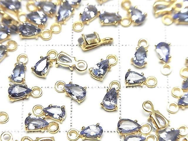 [Video]High Quality Tanzanite AAA Bezel Setting Pear shape Faceted 5x3.5mm 18KGP 1pc