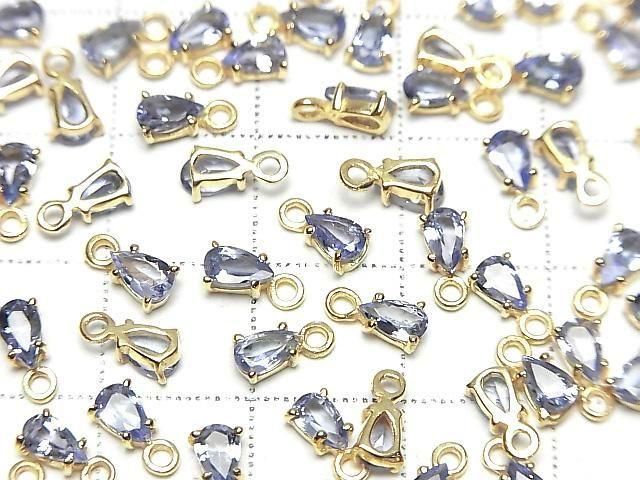[Video]High Quality Tanzanite AAA Bezel Setting Pear shape Faceted 5x3.5mm 18KGP 1pc