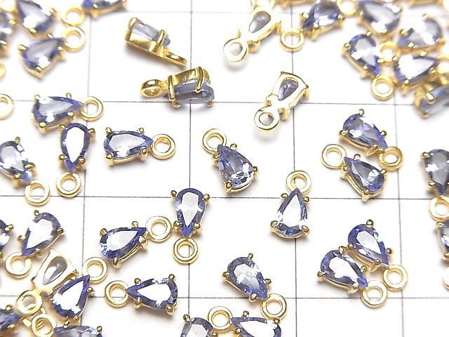 [Video]High Quality Tanzanite AAA- Bezel Setting Pear shape Faceted 5x3mm 18KGP 1pc